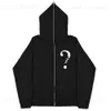 Erkek Hoodies Sweatshirts Siyah Zip Hoodie Komik Desen Baskı Sweatshirt Erkek Kadın Punk Büyük Boyut Hip Hop Street Giyim Gotik Fermuarı y2k Üstler T230921