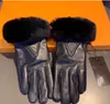 Designer Winter gloves For Women Fashion BLack leather With Rabbit Fur cashmere inside driving glove Ladies touch screen thick warm Leathers