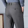 Pantaloni da uomo Pantaloni professionali da lavoro Classici larghi dritti a vita alta Autunno spesso nero grigio lavoro abiti casual di marca