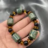 Strand Green Three Eyes Dzi Agate Tube Pärlor armband