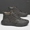 Laarzen Winter Heren Schoenen Leer Originele Outdoor Sneakers Volwassen Luxe Motor Wandelen Antislip Warm Handgemaakt Pluche