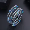 Strang Naturstein Armband Türkis Kristall Perlen Armbänder Für Frauen Männer Geschenk Schmuck Set