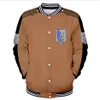 Aanval op Titan Baseball Jas Mannen Bomberjack Shingeki Geen Kyojin Anime Cosplay Kostuum Scouting Legioen Honkbal Uniform Coat226k