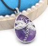 Pendant Necklaces Rose Quartzs Necklace Water Drop Natural Agates Stone For Women Jewerly Leather Chain Choker