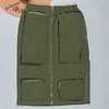 Two Piece Dress Plus Size Elastic Waist Khaki Army Green Cargo Skirt 2023 Summer Women Y2K Front 3D Pockets Center Zipper Midi Skirts Streetwear 230920