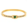 Bracciale Greatera Braccialetti in acciaio inossidabile con zirconi a forma di cuore bianco rosa verde per le donne Gioielli con ciondoli placcati in oro Regalo di San Valentino