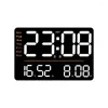 Zegary ścienne innowacyjne zegar funkcji: minimalistyczny zegar salonu LED z dużą wielkości wilgotność temperatury i funkcjami alarmowymi
