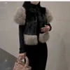 Womens Fur Faux Fur Estilo Coreano Branco Pelúcia Colete Mulheres Outono Inverno Retro Costura Pesado Faux Fur Casaco Curto Colete Jaqueta Colete 230920