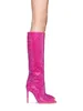 Botas pretas rosa prata strass joelho alto para mulheres designer estilettos saltos