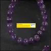 Link Chain Handmade Gem Semi Precious Gemstone 8Mm Round Beads Stretch Bracelets For Women Men Natural Amethyst Jewelry Wholesale D Otadr LL