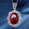 チェーンKQDance Oval Cut 15 20mm Create Sapphire Ruby Red Pink Gemstoneペンダントネックレス