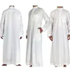Branco manga longa roupas masculinas islâmicas jubba thobe abaya dubai arábia saudita tradicional ramadan eid árabe robes277a