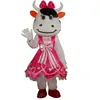 Costume da mascotte mucca vestito rosa di Halloween Personaggio a tema cartone animato di alta qualità Carnevale unisex per adulti Taglia Natale Festa di compleanno Vestito operato