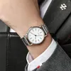 Relógios de pulso relógio masculino moda casual quartzo pulseira de aço minimalista com um aço inoxidável sólido