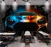 Sfondi Carta da parati moderna personalizzata 3D Bar KTV Cool Luxury Car Broken Wall TV Sfondo murale di carta