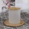 Frascos de vela de vidro fosco em branco de sublimação por atacado com tampas de bambu para fazer velas 7 onças latas de velas vazias LL