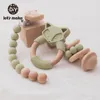 Baby Toy Let's Make Baby's Beech Silicagel Rattle Suit Teether Food Grade Free BPA Baby Toys Gift Products Kids With Box 230919