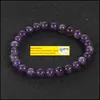 Link Chain Handmade Gem Semi Precious Gemstone 8Mm Round Beads Stretch Bracelets For Women Men Natural Amethyst Jewelry Wholesale D Otadr LL