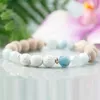 MG1055 Bracciale diffusore acquamarina blu Cristalli curativi e pietre Gioielli olio essenziale Pietra lavica Bracciale Mala Yoga276d