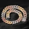 Kedjor 16mm Rose Gold Silver Gold 3 Color Luxury Miami Cuban Link Necklace Prong Seting Baguette Cubic Zirconia Hiphop Jewelry 14205l