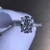 925 Sterling Zilveren Bruiloft Vinger Luxe ovale cut 3ct Gesimuleerde Diamanten Ringen Voor Vrouwen Engagement Sieraden Anel261N