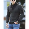 Männer Pullover Frühling Stilvolle Große Pullover Pullover Langarm Mode Schal Hoher Kragen Hübsche Patchwork Kleidung Mann