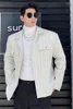 Vestes pour hommes Coréen Spécialisé Spun Manteaux Tweed Hommes Vêtements de luxe légers Rétro Automne Hiver 2023 Mâle Veste à poitrine unique Z216
