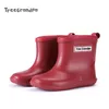 Rain Boots Child Boy Gummi Rain Shoes Girls Pojkar Kid Ankle Rain Boots Waterproof Shoes Round Toe Water Shoes Soft Toddler Rubber Shoes 230920