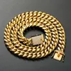 14 mm Hip Hop Stal nierdzewna Miami Cuban Link Łańcuch Pełny cyrkonż