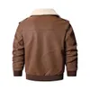 Giacca da motociclista autunno inverno finta pelle da uomo Collo in pelliccia Giacca bomber militare in pile marrone vintage 8XL 230921