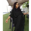 Plus-Size-Kleider Afrikanisches Mama-Outfit, schwarz, locker sitzender Fledermausmantel, modisches, unregelmäßiges, schmales Kleid mit Pailletten und großem Saum 230920