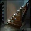 Luzes noturnas Sensor de movimento sem fio Decoração de quarto Luz 6LED Detector de parede Lâmpada decorativa Escadaria Closet Sala Corredor Iluminação Drop Ot7Et