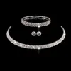 Luxury Three-piece sets Bridal Jewelry Choker Necklace Earrings Bracelet Wedding Jewelry Accessories Fashion Style engagement Part276L