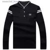 Herrklänningskjortor Autumn Men's Mandarin Collar Long Sleeve Tshirts Trend Slim Cotton Korean Style Shirt Märkning Male Topps för Spring 4XL L230921