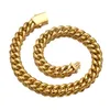 6-14mm Hip Hop Stainless Steel Miami Cuban Link Chain Bibcock Clasp Mens Simple 18K Real Gold Plated Clasp Jewelry