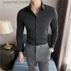 Men's Dress Shirts Men Long Sleeve Shirt 2023 New British Style Solid Casual Slim Fit Camisas Y Blusas Formal Dress Chemistry Homme Men Clothing L230921