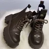 Casual schoenen Riemgesp Dikke hak Martens koeienhuid Leer Biker knielaarzen dikke hak Rits Ridderlaarzen Vintage kniehoge westerse luxe designer schoen eur37