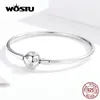 Bracciale WOSTU Stelle scintillanti Braccialetti 100% argento sterling Zircone Braccialetti con ciondoli rotondi Bracciale per le donne Gioielli in argento CQB144 230921