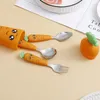 Dinnerware Sets Carrots Set Children Kids Stainless Steel Spoon Fork Flatware With Box Baby Feeding Kitchen Tableware Supplies