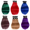 Hårbulkar 1 PC ombre Color Straight Bundle Pre Colored 1B turkosa Blue Purple Human Weave Dark Roots Blonde Bourgogne 230920