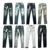 2023 Le dernier modèle Designer Jeans Hommes Violet Femmes Pantalons Violet Ksubi High Street Retro Paint Spot Pieds Slim Micro Jeans Élastique Hip-Hop Zipper Hole Plus Taille