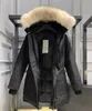 Designer-Damen-Daunenjacke, kanadische Modemarke, Gans, langer Mantel, Tasche, Pelzkragen, Thermo-Oberteil, weiblich, Herbst und Winter, groß, 667