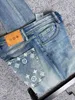 Men's Jeans designer 23 Autumn Back Pocket Fashion Printing Series Stretch Perforated Slim Fit Jeans Mens Pants Trend 0H8Z
