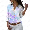 Blusas femininas moda impressa camisa casual trabalho wear temperamento topo mulher