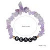 Strand 12pc PEACE Lettre Chip Pierre Améthystes Perles Bracelet À La Main Tresse Corde Gravier Bracelet Yoga Cristal Intention Bijoux Carte de Souhait