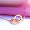 Kedjor i enkelhet pläterad 14K Rose Gold Circular Interlocking Necklace 585 Purple Integrated Clavicle Chain Jewelry