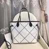 Designer Fulls aldrig Tote Women Shopping Evening Bags Luxury Fashion Shoulder Handbag Leather Checked präglad Black Totes Bag MM GM