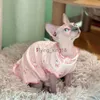 Costumes de chat Mode Sphyinx Chat Gilet en dentelle Col Vêtements d'été pour Devon Rex Coton doux Rose Lapin Manteau pour chiens Chatons Fournitures pour animaux de compagnie HKD230921