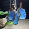 Decorative Figurines Special Jewelry Sale Natural Aquamarine Crystal Big Size Rough Stone Pendant With Cooper Line Fashion Gift