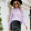 Women's Sweaters Winter Autumn Knitted Pullovers Sweater Lavender Color Full Sleeves Loose Casual Jumpers Tops Clothing